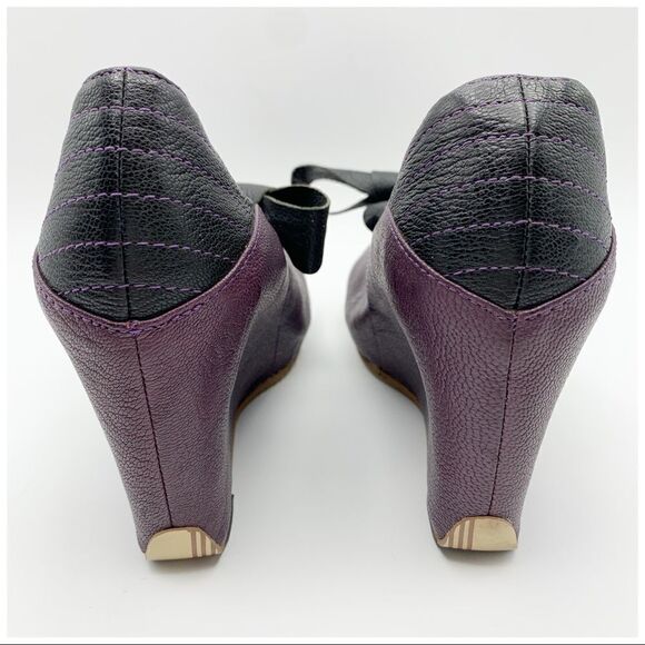 J Shoes Betty‎ Purple Funky Wedge w/Bow Sz 7 - Picture 9 of 13
